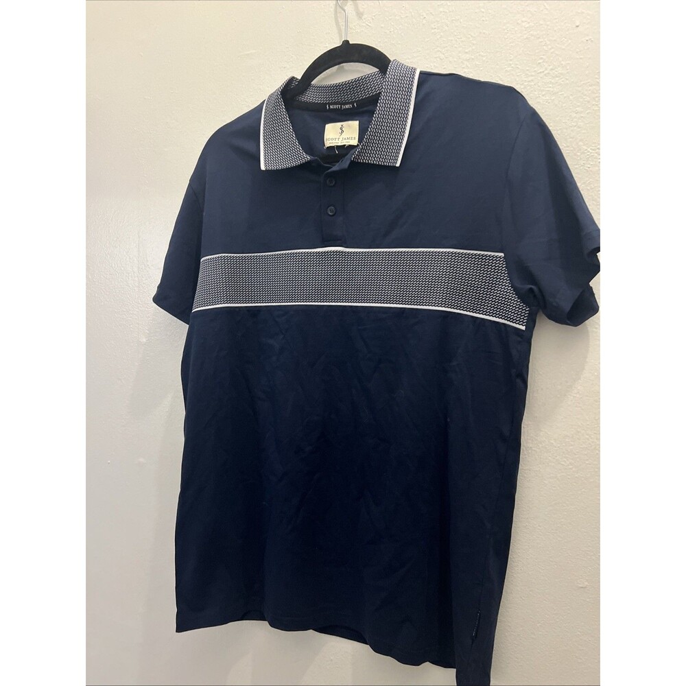 Scott James Polo Shirt Men’s‎ Medium Navy Short Sleeve Casual Golf